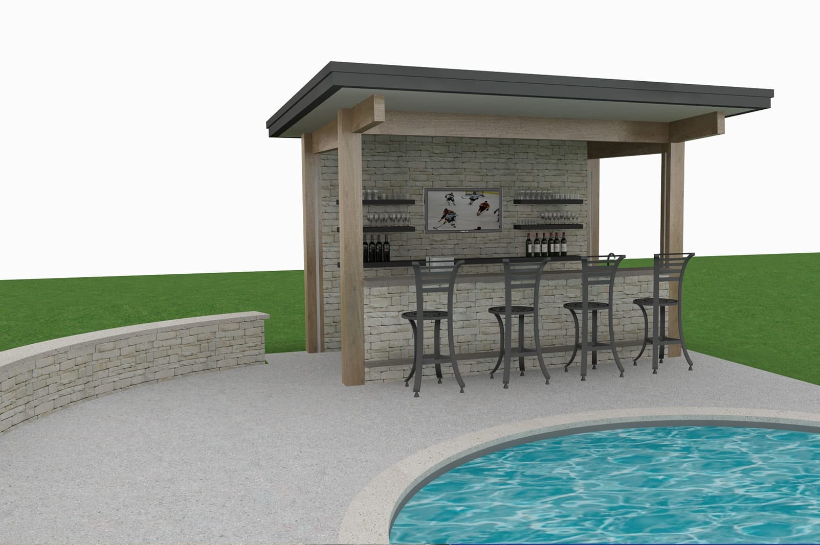 Exquisite Stone Bar & Pool Deck Natural Landscape Group