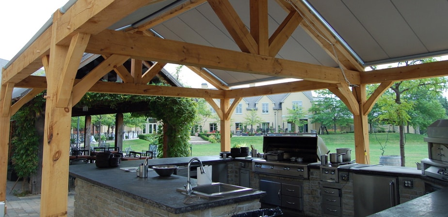 Custom Outdoor Kitchen under a pergola in Burlington