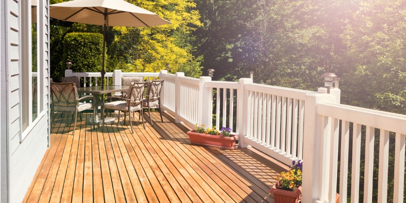 Wood Deck with White railing