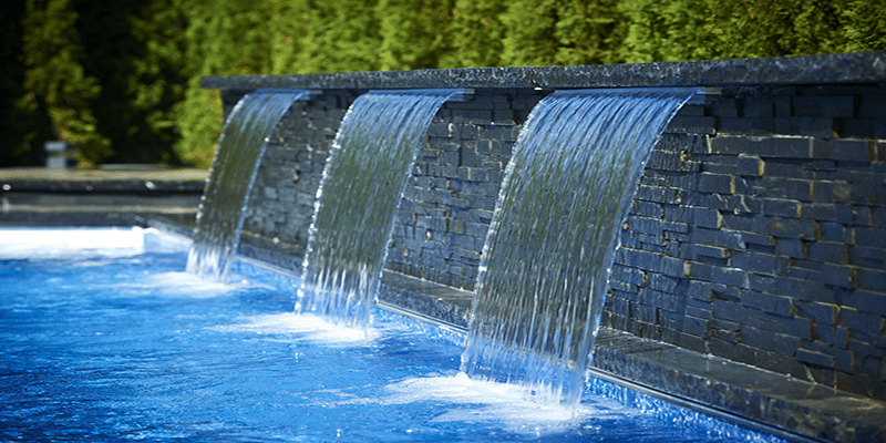 beautiful water feature for pool